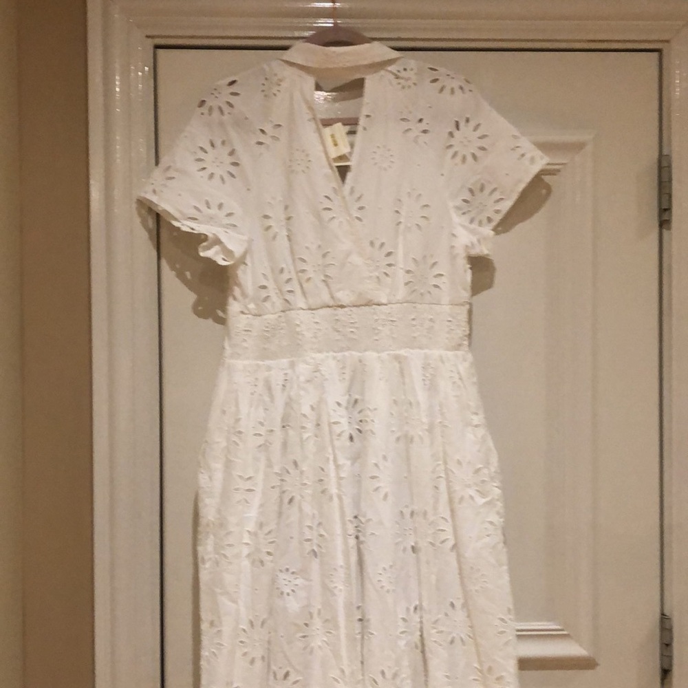 Anthropologie White Eyelet Midi Dress - Picture 7 of 7